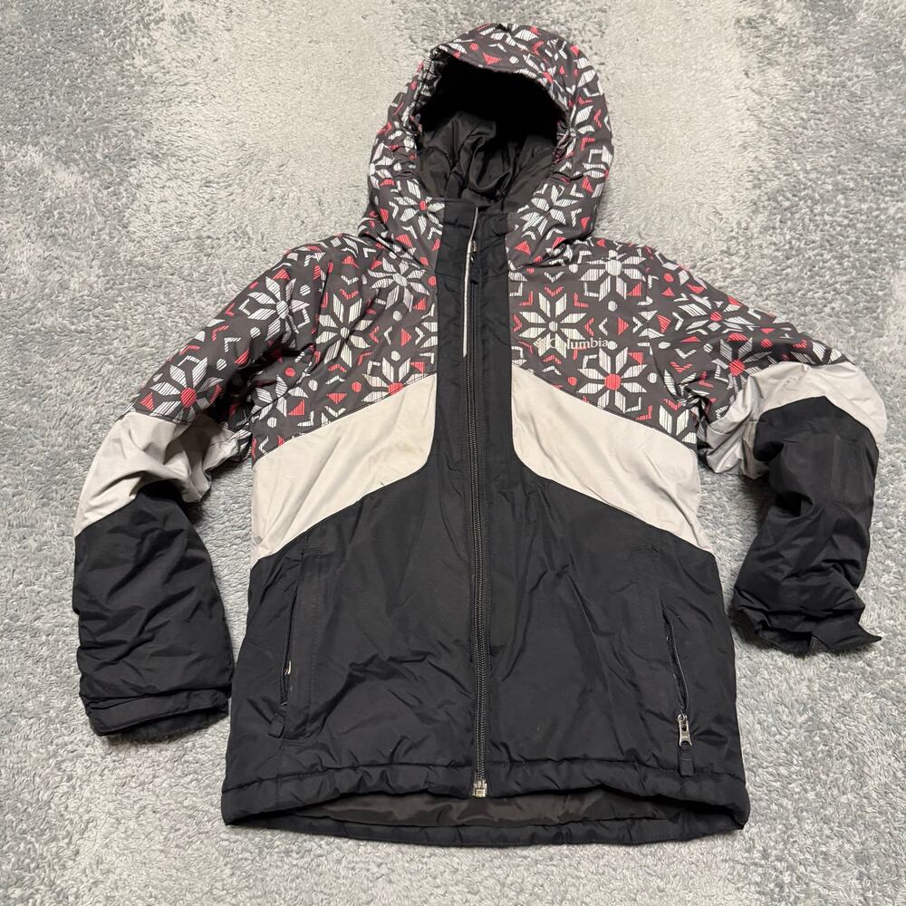 Columbia Coat Kids Youth XS Hooded Winter Ski Black Pink Jacket